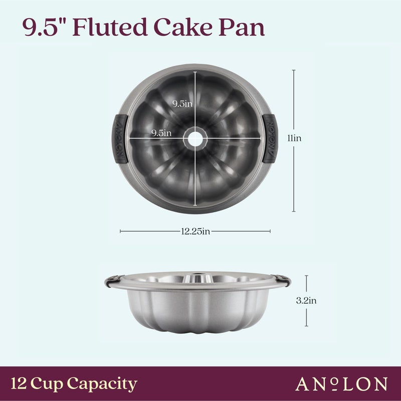 Anolon Advanced Nonstick Fluted Mold Baking Pan, 9.5 Inch, Gray, Carbon Steel - Image 3